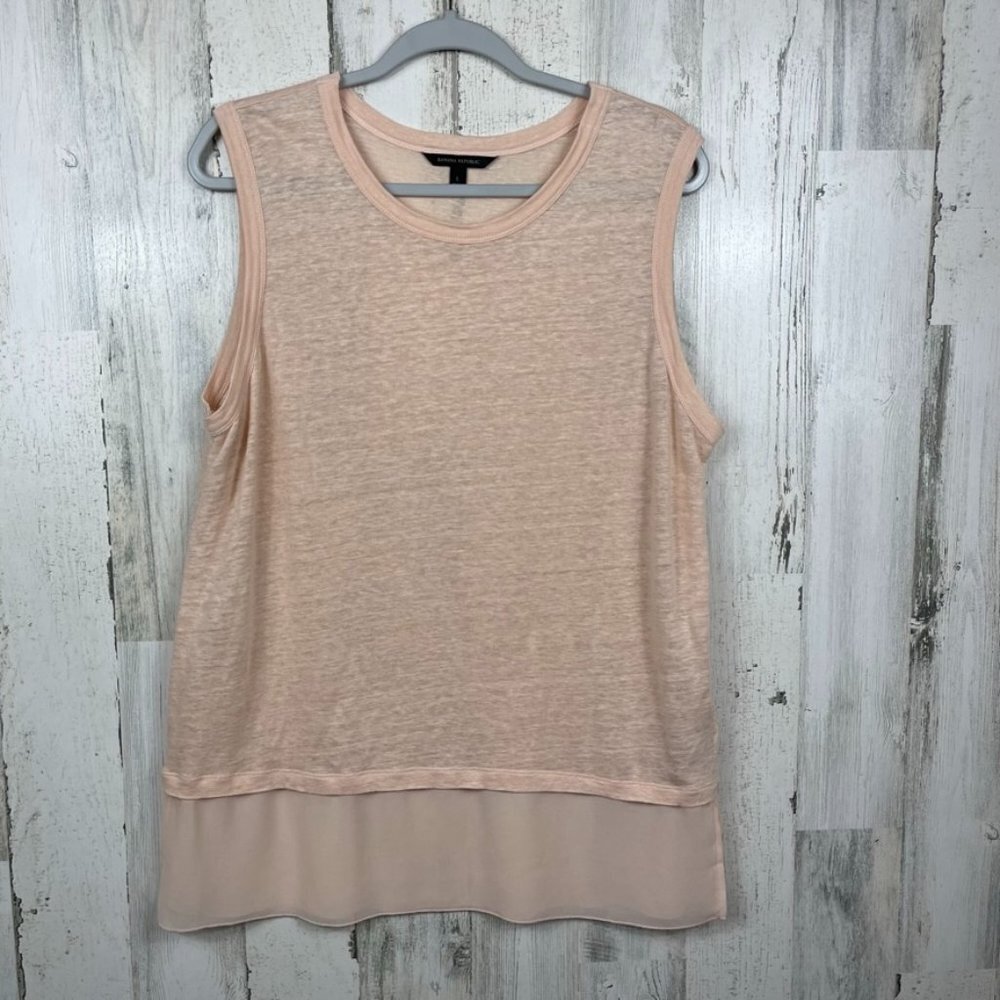 Banana Republic linen tank top peach color Large minimalist capsule wardrobe